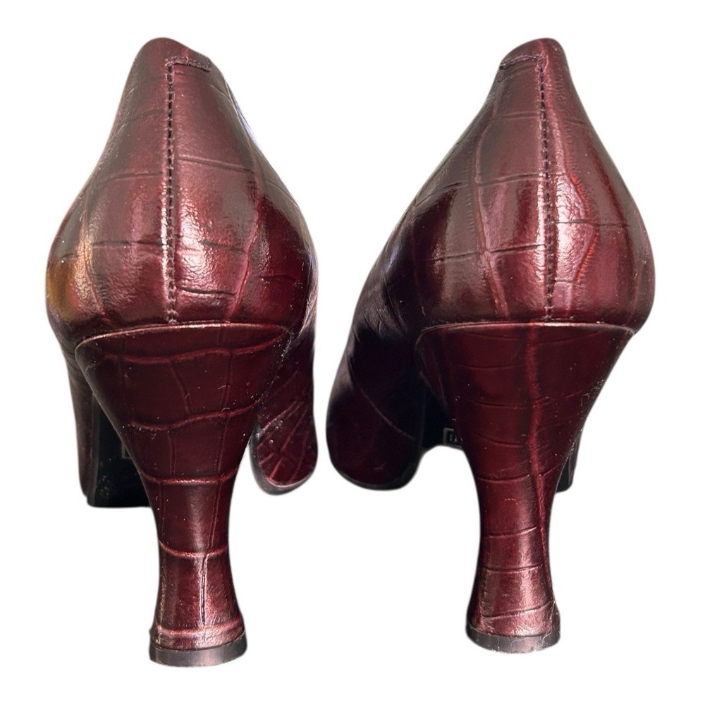 Bellini Colette Leather Croc Embossed Heeled Pumps Womens Sz 11M Burgundy Brown - Picture 8 of 12